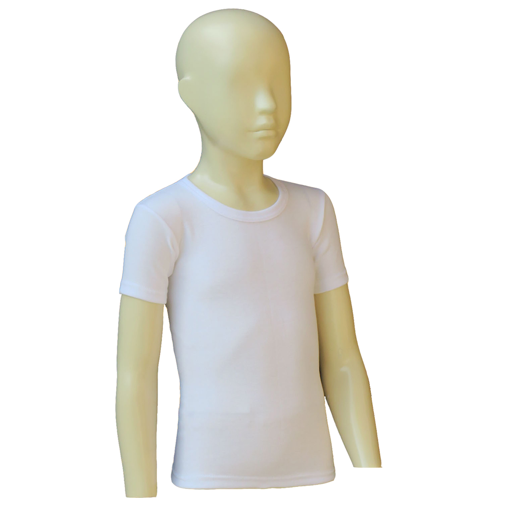 camiseta de manga corta de niño en blanco