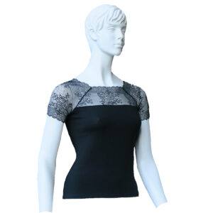 camiseta de algodón y lycra en negro